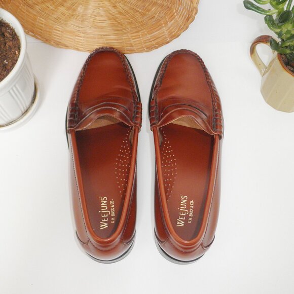 Men's BASS LARSON WEEJUNS LOAFER in Whiskey Brown Size 9 Preppy Office Shoes - Picture 8 of 10